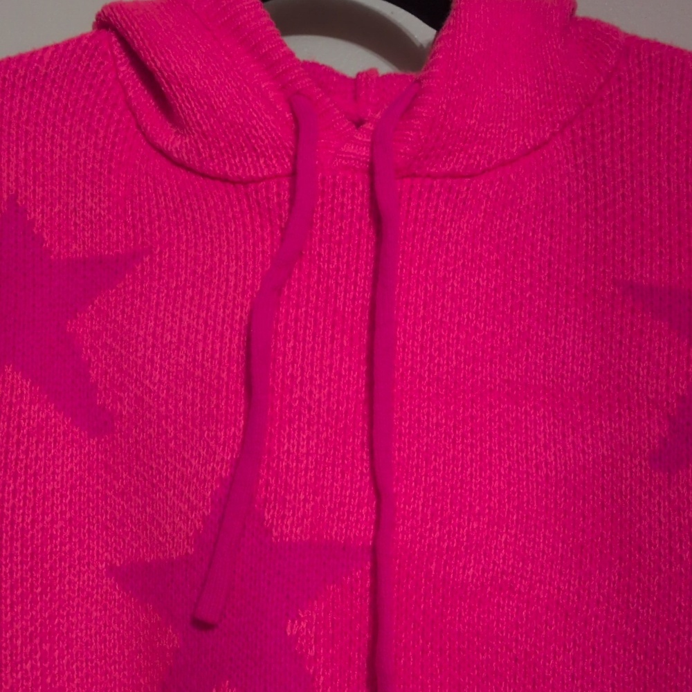 NWOT hot pink star knitted hoodie, size L - Picture 3 of 6